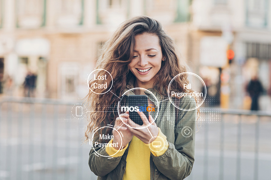 Girl on phone with graphic-color
